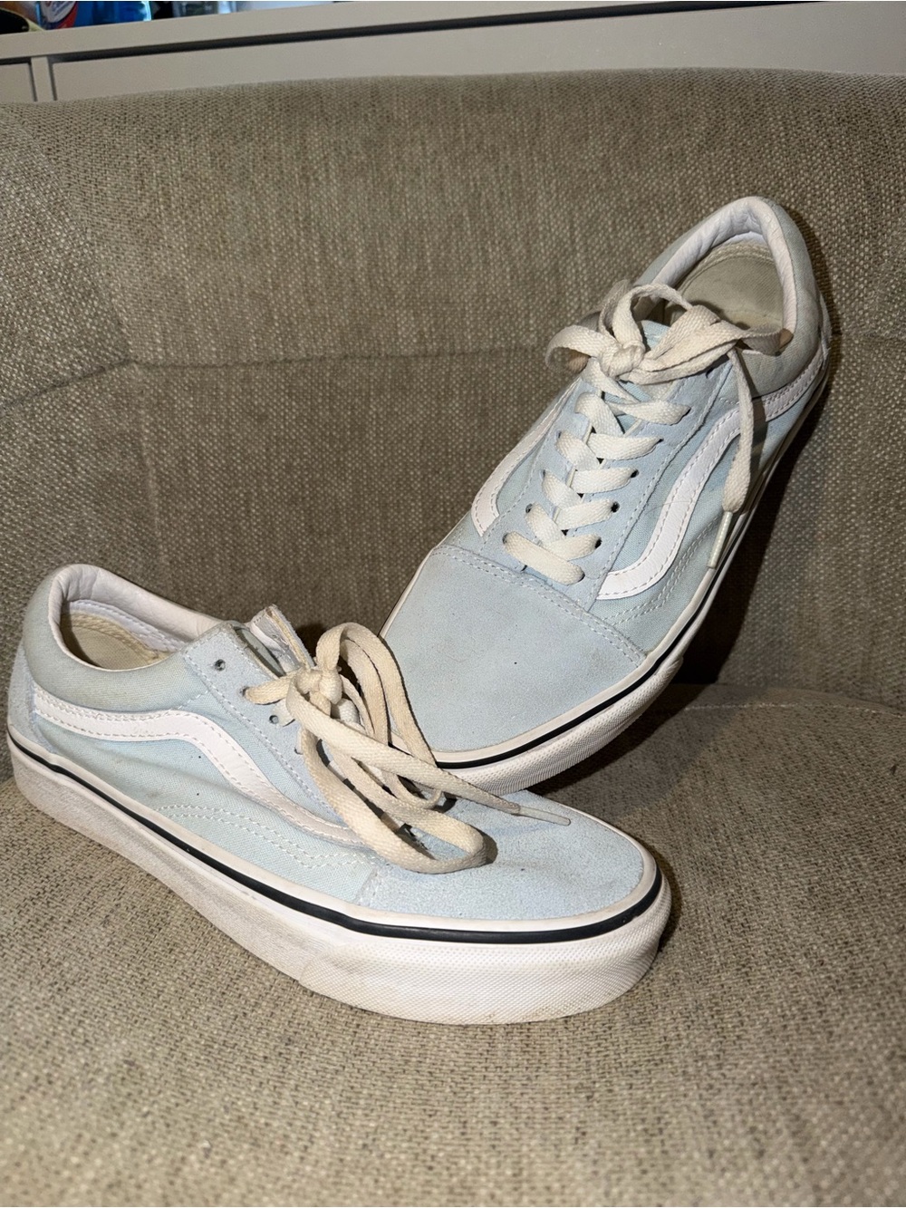 Vans Light Blue & White Suede Low-Top Sneakers for Women